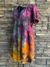 Load image into Gallery viewer, Women’s Small Upcycled Reverse Dyed Babydoll Dress with Pockets in ‘Dark Spectrum’
