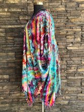 Load image into Gallery viewer, Women’s Medium-3X Geode Asymmetrical Rayon Kimono with Lace Back &amp; Tassel Hem in ‘Cosmic Eyes’
