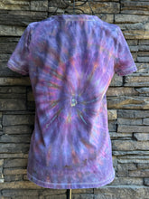 Load image into Gallery viewer, Women’s Small V-Neck T-Shirt in ‘Sugar Plum’ Spiral
