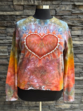 Load image into Gallery viewer, Women’s XL Heart Pullover Sweatshirt with Thumbholes &amp; Pockets in ‘Rustic Rainbow’
