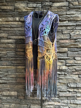 Load image into Gallery viewer, Custom Crocheted Fringe Vest in ‘Dark Star’
