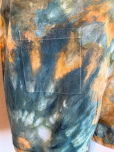 Load image into Gallery viewer, Women’s XL Cotton Linen Overall Shorts in ‘Teal &amp; Gold’
