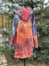 Load image into Gallery viewer, Women’s Small (fits like a medium) Geode Hooded Sweatshirt Cardigan ‘Sunset Bliss’
