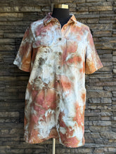 Load image into Gallery viewer, Women’s XL Short Sleeved Button Down Denim Shirt Dress with Pockets in ‘Brushed Steel’
