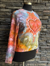 Load image into Gallery viewer, Women’s XL Heart Pullover Sweatshirt with Pockets &amp; Thumbholes in ‘Rustic Rainbow’
