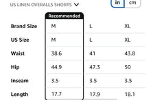 Load image into Gallery viewer, Women’s Large Cotton/Linen Overall Shorts in ‘Wild Thing’
