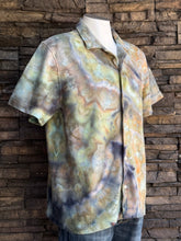 Load image into Gallery viewer, Men’s Large Geode Knit Button-up Short Sleeved Shirt in ‘Serpentine’
