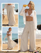 Load image into Gallery viewer, Women’s XXL (18) Geode Linen Blend Wide-Leg Split-Hem Flowy Pants with Pockets in ‘Midnight Jasper’
