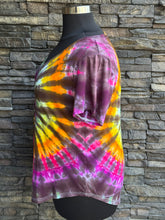 Load image into Gallery viewer, Women’s 2XL V-Neck Rayon T-Shirt in ‘Sunset Spiral’
