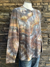 Load image into Gallery viewer, Men’s Large Geode Long Sleeved Henley in ‘Turkey Tail Mushroom’
