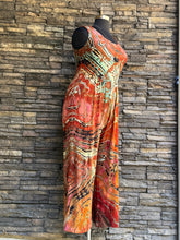 Load image into Gallery viewer, Women’s XL Reverse Geode Sleeveless Wide-Leg Ribbed Jumpsuit with Pockets in ‘Rusted Root’

