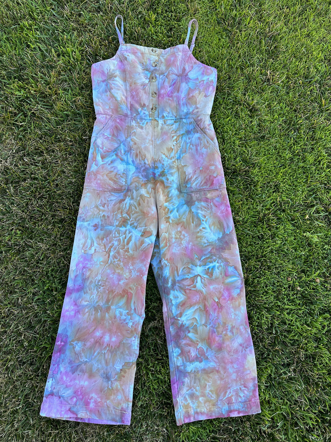 Women’s Medium (fits more like a small in the top) Upcycled Chambray Jumpsuit in ‘Bird Song’