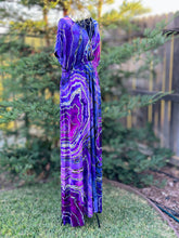 Load image into Gallery viewer, Custom Reverse Geode Surplice Maxi Dress in ‘Purple Haze’ for Lisa
