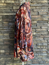 Load image into Gallery viewer, Women’s Medium Hand-sewn Geode Bell Sleeve Kimono with Pockets in ‘Phoenix Rising’
