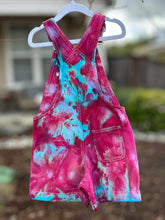 Load image into Gallery viewer, Kids Youth Size 6 Ice Dyed Overall Shorts in ‘Candypop’
