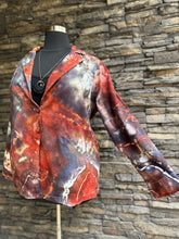 Load image into Gallery viewer, Women’s Upcycled Torrid Size 1 (1X 14/16) Geode Linen/Rayon Blazer in ‘Phoenix Rising’
