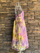 Load image into Gallery viewer, Women’s XL Ice Dyed Midi A-Line Denim Corset Dress with Pockets in ‘Sugar Plum’
