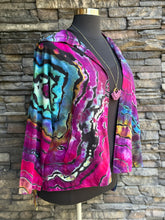 Load image into Gallery viewer, Women’s 2X Eileen Fisher Organic Cotton Reverse Geode Hooded Cardigan with Pockets in ‘Spectrolite’
