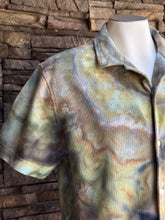 Load image into Gallery viewer, Men’s Large Geode Knit Button-up Short Sleeved Shirt in ‘Serpentine’
