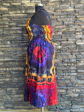 Load image into Gallery viewer, Women’s XL Reverse Geode Spaghetti Strap Midi Dress with Pockets in ‘Sunset in Waikiki’
