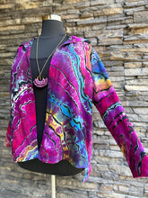 Load image into Gallery viewer, Women’s 2X Eileen Fisher Organic Cotton Reverse Geode Hooded Cardigan with Pockets in ‘Spectrolite’
