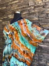 Load image into Gallery viewer, Women’s One Size (S-3X) Geode 100% Rayon Tie Front Caftan Dress in ‘Boulder Turquoise’
