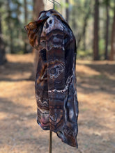 Load image into Gallery viewer, Custom Reverse Geode Hooded Cardigan in ‘Turkey Tail Mushroom’ for Lynne
