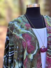 Load image into Gallery viewer, Women’s XS (but runs big—can fits up to a L/XL) Upcycled Athleta Geode Oversized Heavyweight Mantra Hooded Cardigan with Thumbholes &amp; Pockets in ‘Sage Blossom’

