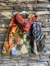 Load image into Gallery viewer, Youth 5T Geode Cotton Gauze Hooded Long Sleeved Shirt with Kangaroo Pocket in ‘Rustic Rainbow’
