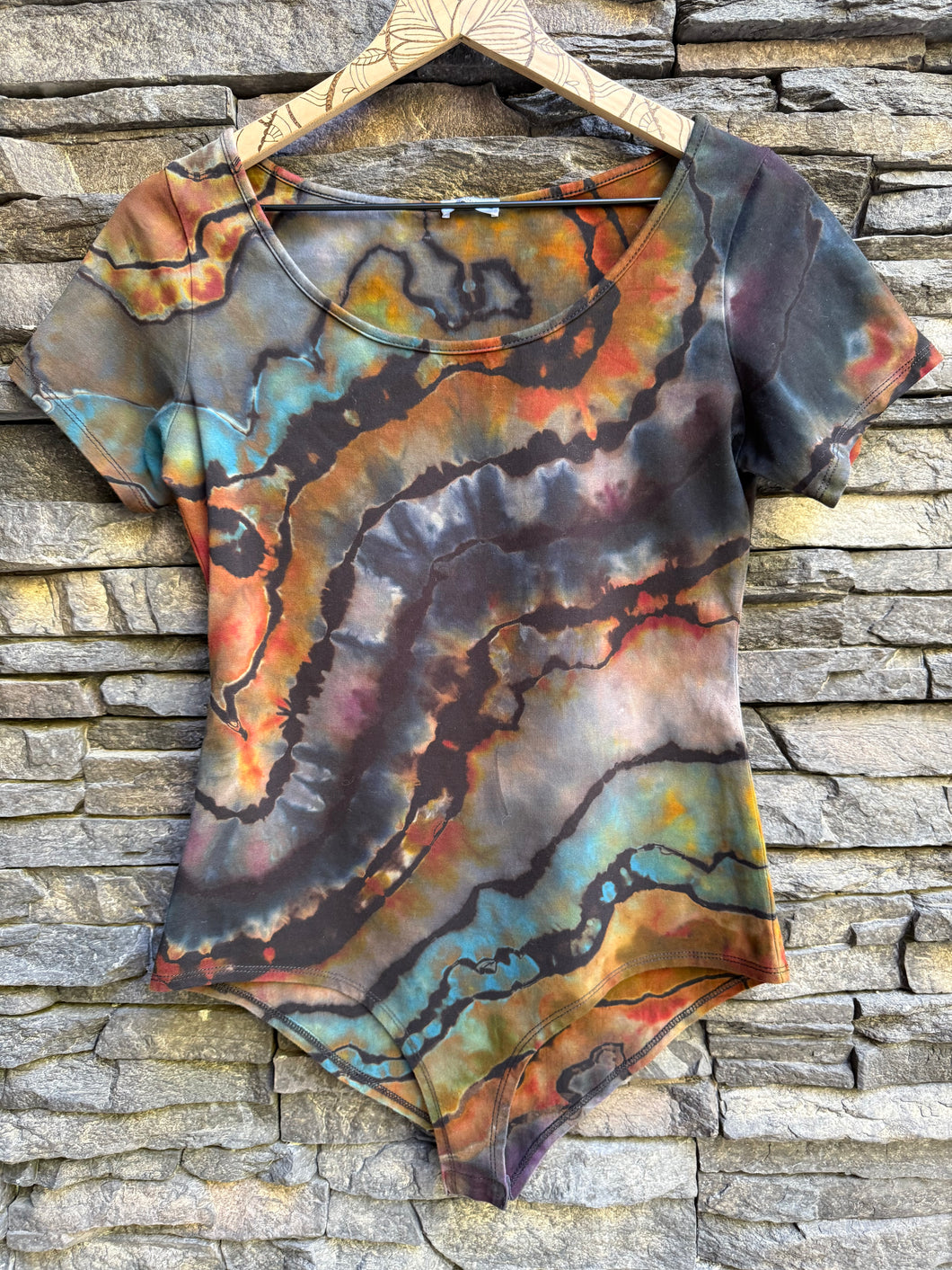 Women’s Large Reverse Geode Bodysuit in ‘Midnight Jasper’