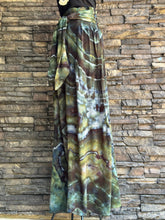 Load image into Gallery viewer, Women’s Medium (could fit a large too) Geode 100% Rayon Flowy Wide-Leg Tiered Pants with Tie Front in ‘Moss Agate’
