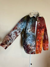 Load image into Gallery viewer, Custom Sherpa Lined Denim Jacket in ‘Rustic Rainbow’ for Eddie
