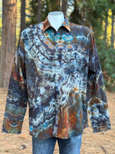 Load image into Gallery viewer, Custom Reverse Geode Long Sleeved Button Up Shirt in ‘Midnight Jasper’ for Bill
