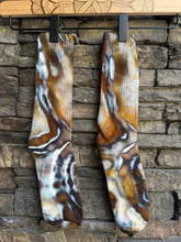 Load image into Gallery viewer, Adult Unisex Bamboo Geode Ribbed Tube Socks in ‘Turkey Tail Mushroom’
