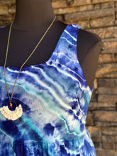 Load image into Gallery viewer, Women’s Large Geode Square Neck Dress with Pockets in ‘Deep Lagoon’
