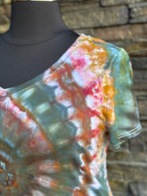 Load image into Gallery viewer, Women’s XL V-Neck Short Sleeved Rayon Shirt in ‘Pinot Sage &amp; Teal’

