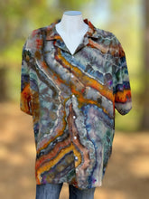 Load image into Gallery viewer, Men’s 3XL 100% Rayon Geode Button Up Short Sleeved Shirt in ‘Labradorite’

