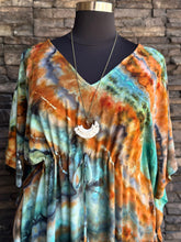 Load image into Gallery viewer, Women’s One Size (S-3X) Geode 100% Rayon Tie Front Caftan Dress in ‘Boulder Turquoise’
