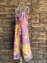 Load image into Gallery viewer, Women’s XL Ice Dyed Midi A-Line Denim Corset Dress with Pockets in ‘Sugar Plum’
