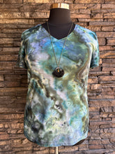 Load image into Gallery viewer, Women’s XXL Crumpled Geode V-Neck T-Shirt in ‘Moss Agate’
