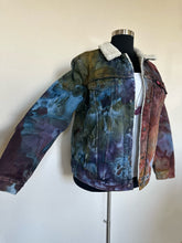 Load image into Gallery viewer, Custom Ice Dyed Upcycled Levi’s Sherpa Lined Jacket in ‘Rustic Rainbow’ for Meredith
