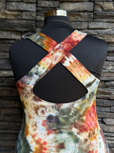 Load image into Gallery viewer, Women’s XL Pact Organic Cotton Geode Fit &amp; Flare Open Criss-Cross Back Maxi Dress with Pockets in ‘Rustic Rainbow’
