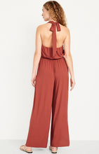 Load image into Gallery viewer, Women’s Medium Reverse Geode Halter Jumpsuit with Pockets in ‘Rusted Root’
