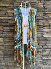 Load image into Gallery viewer, Women’s Medium Geode Sleeveless Cardigan with Pockets in ‘Boulder Turquoise’
