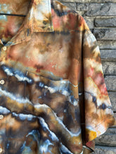 Load image into Gallery viewer, Men’s XL 100% Rayon Geode Button Up Short Sleeved Shirt in ‘Turkey Tail Mushroom’
