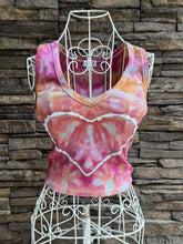 Load image into Gallery viewer, Women’s Small V-neck Cropped Tank Top with Heart in ‘Bird Song’
