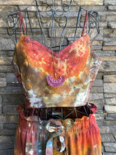 Load image into Gallery viewer, Women’s Medium Geode Tie-Waist Midi Skirt &amp; Cropped Bralette Tank Top Set in ‘Rustic Rainbow’
