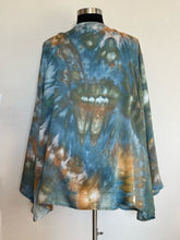 Load image into Gallery viewer, Women’s 2X 100% Rayon Waterfall Kimono Jacket in ‘Teal Gold’
