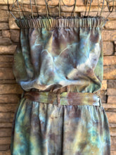 Load image into Gallery viewer, Women’s Medium Geode Strapless Jumpsuit with Frayed Hem In ‘Moss Agate’
