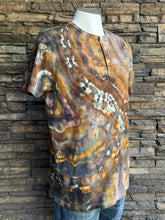 Load image into Gallery viewer, Men’s Medium Geode Short Sleeved Henley T-Shirt in ‘Turkey Tail Mushroom’
